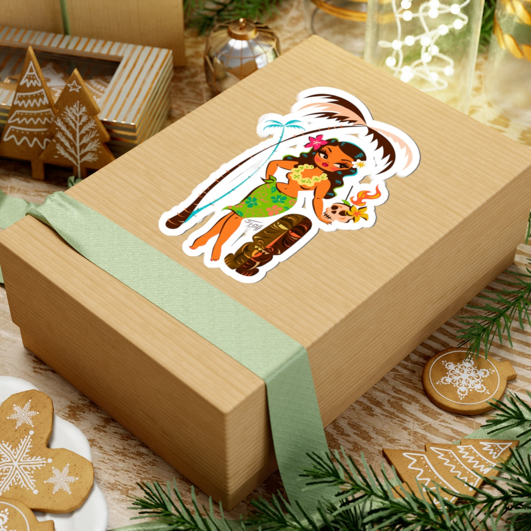 Tiki Temptress • With Skull Mug Cocktail • Kiss-Cut Sticker