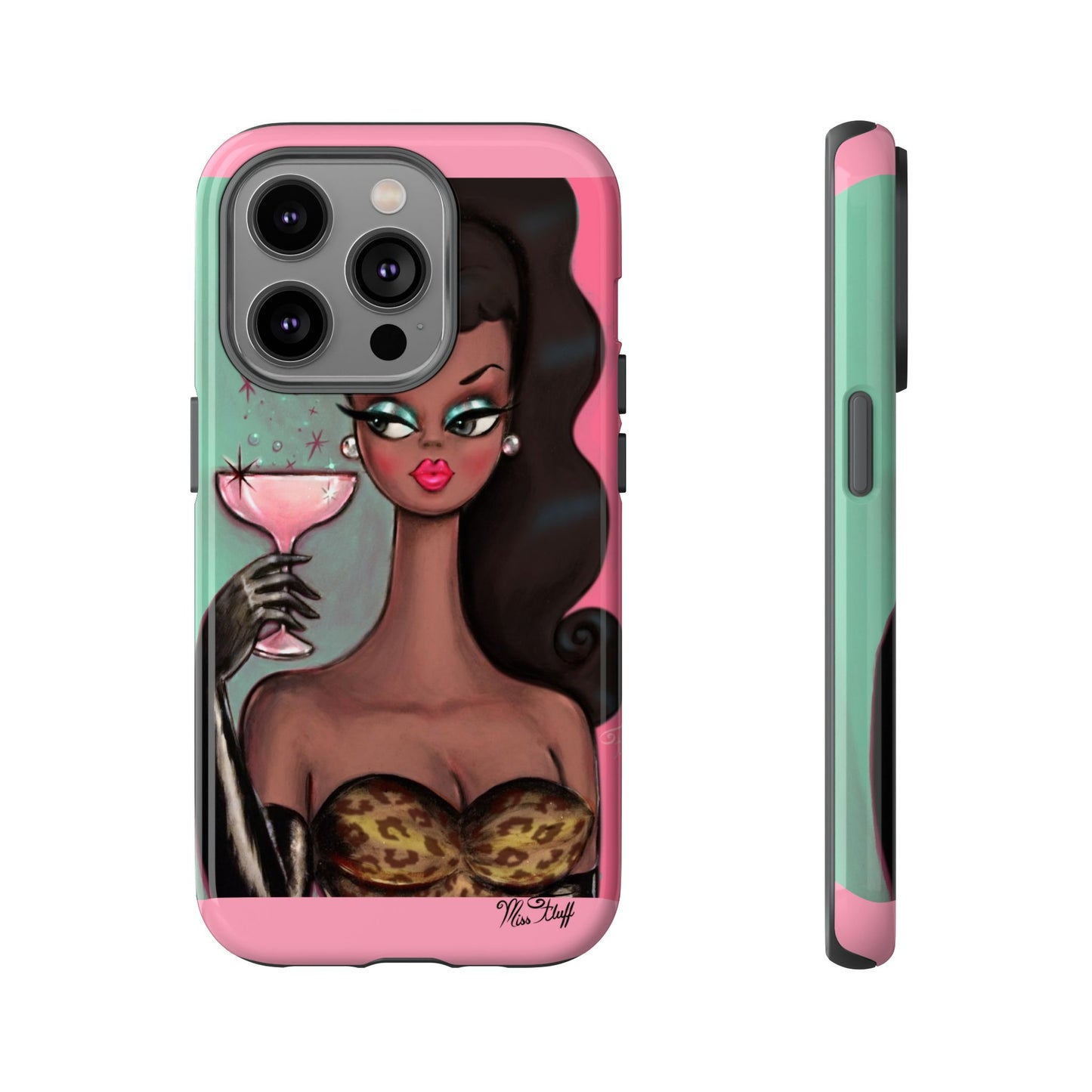 Brunette with Pink Champagne • Tough Phone Case