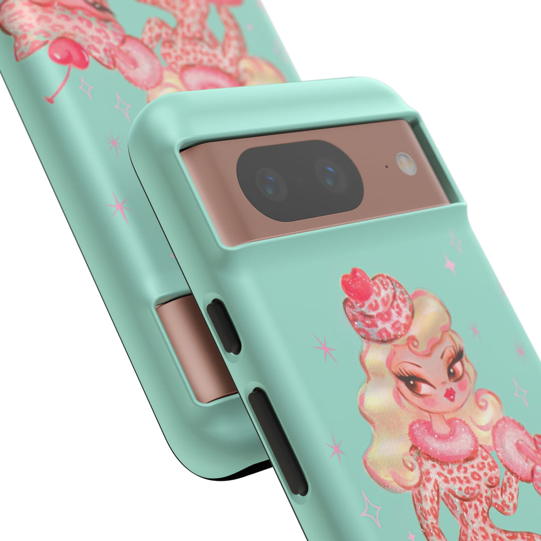 Leopard and Pink Cupcake Girl • Tough Phone Case