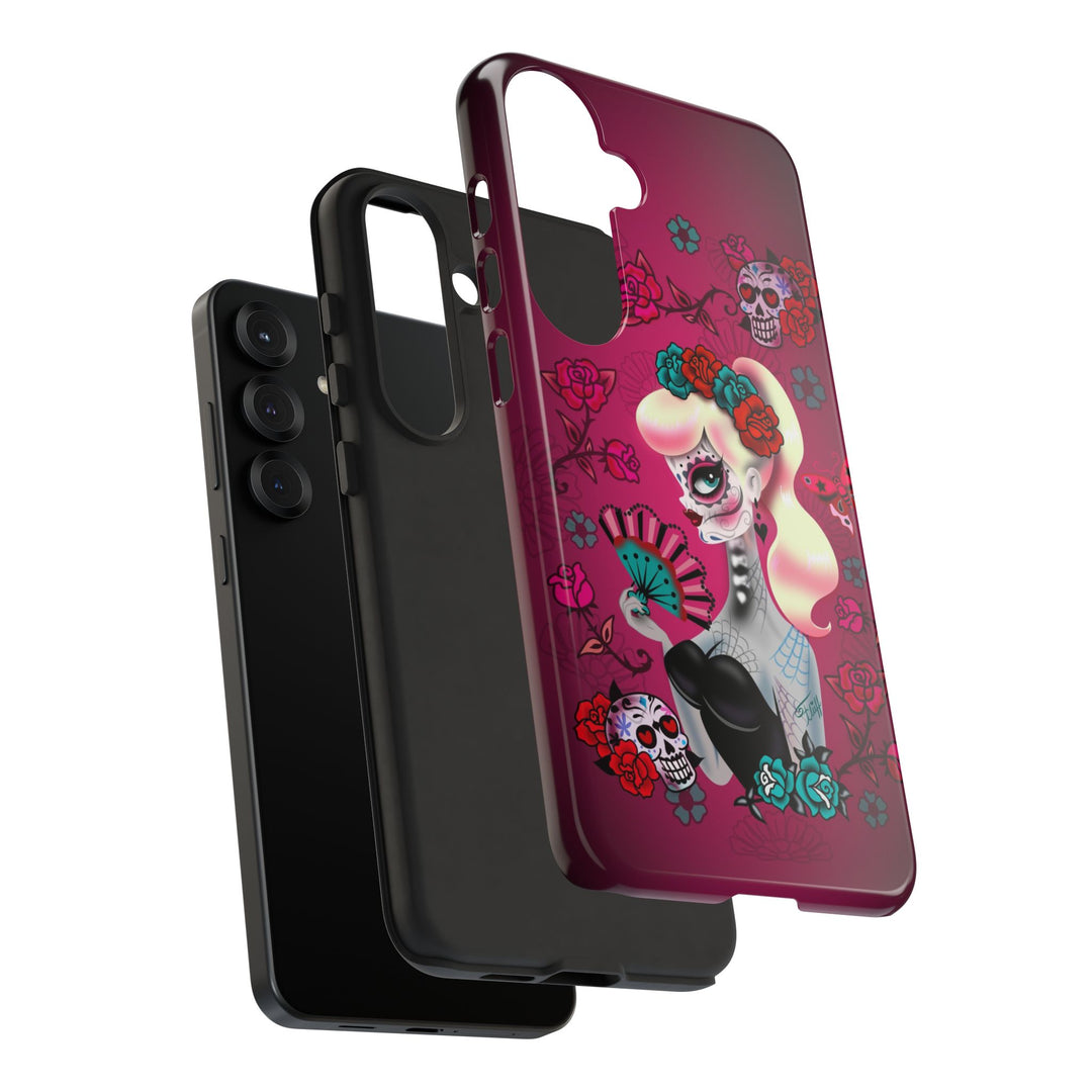 Blonde Sugar Skull Pinup Girl • Tough Phone Case