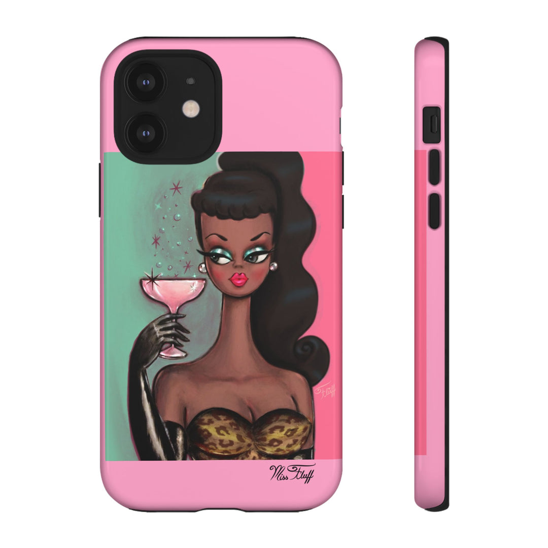 Brunette with Pink Champagne • Tough Phone Case