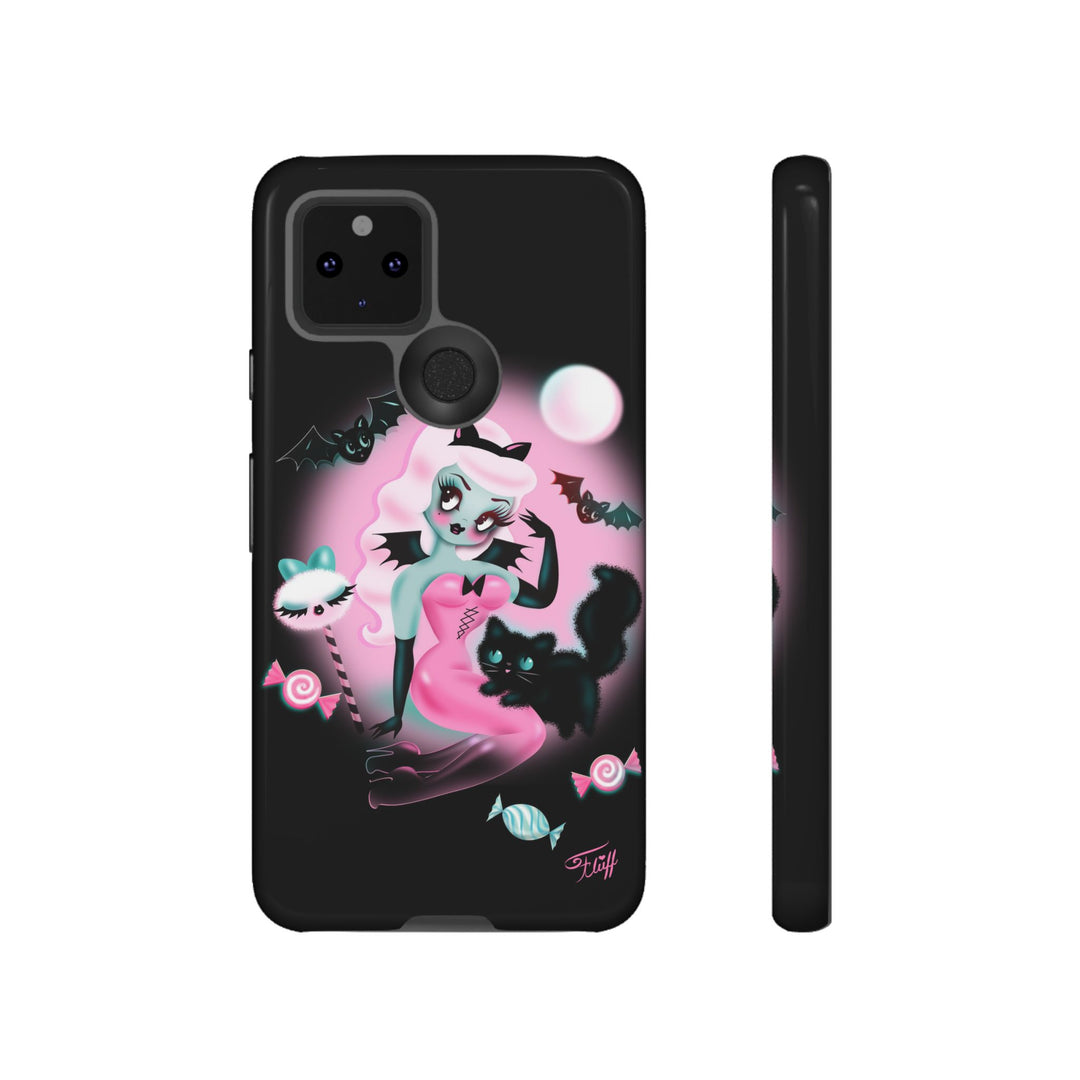 Pastel Candy Vampire with Kitty on Black • Tough Phone Case