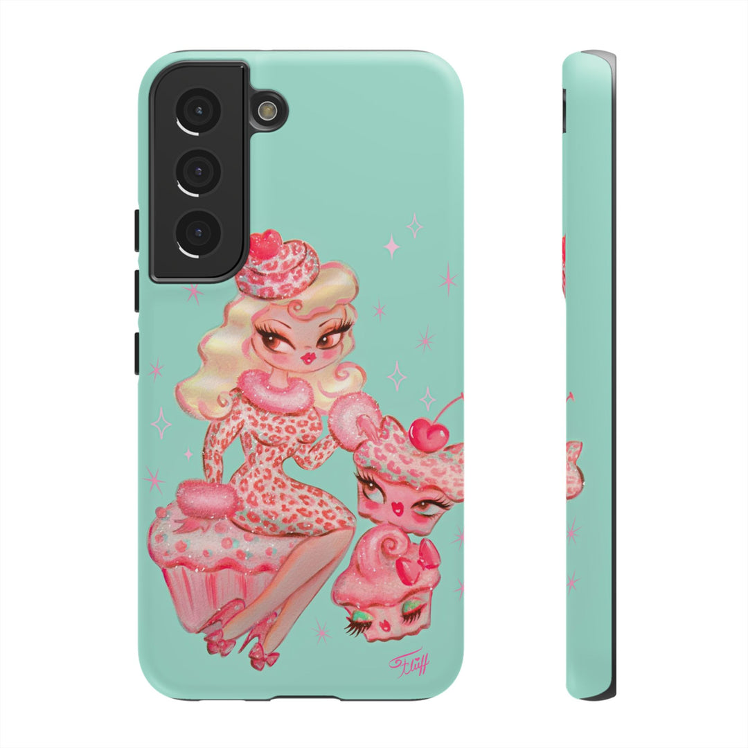 Leopard and Pink Cupcake Girl • Tough Phone Case