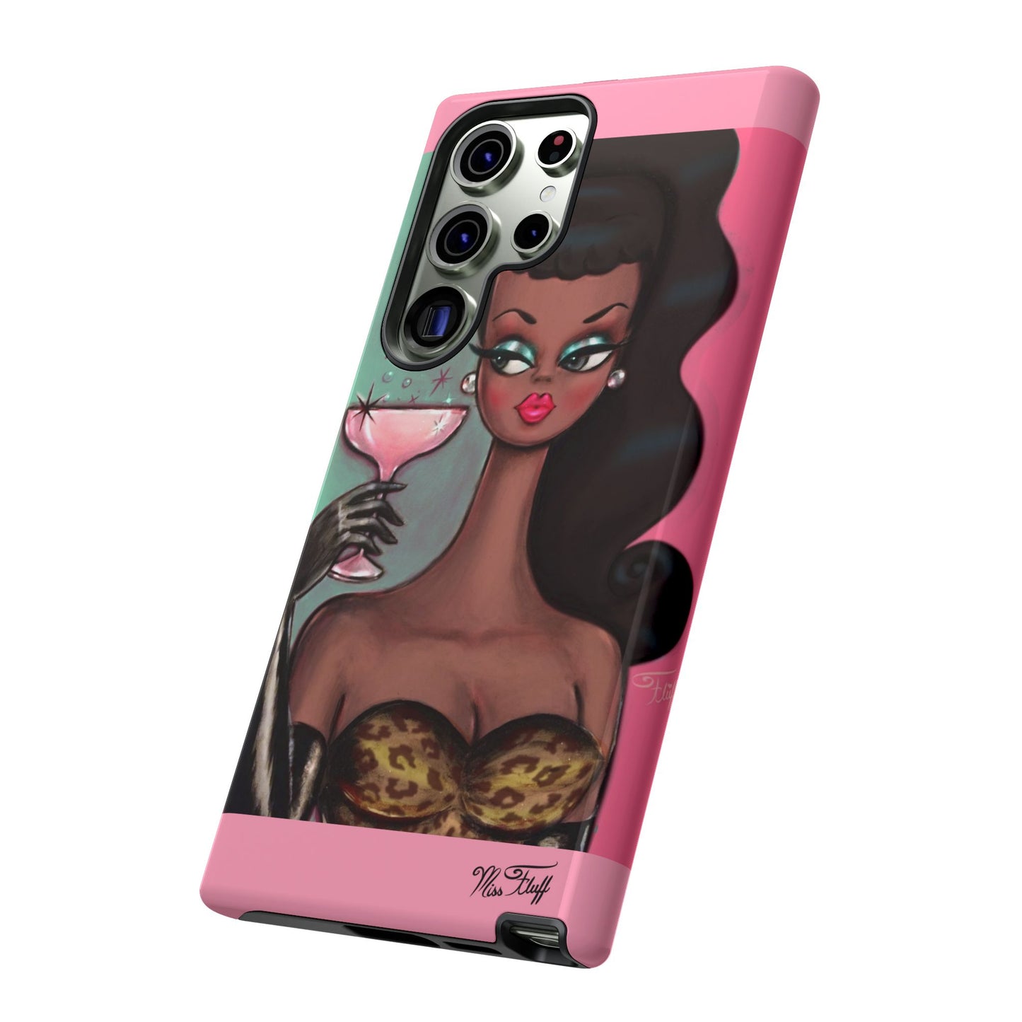 Brunette with Pink Champagne • Tough Phone Case