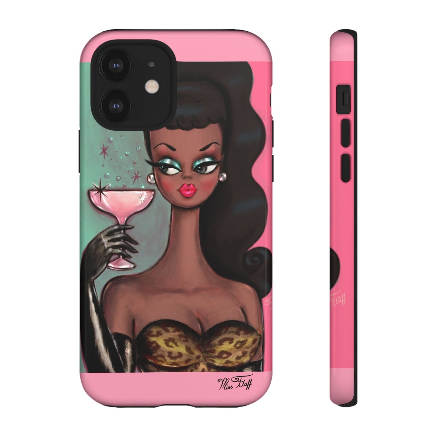 Brunette with Pink Champagne • Tough Phone Case