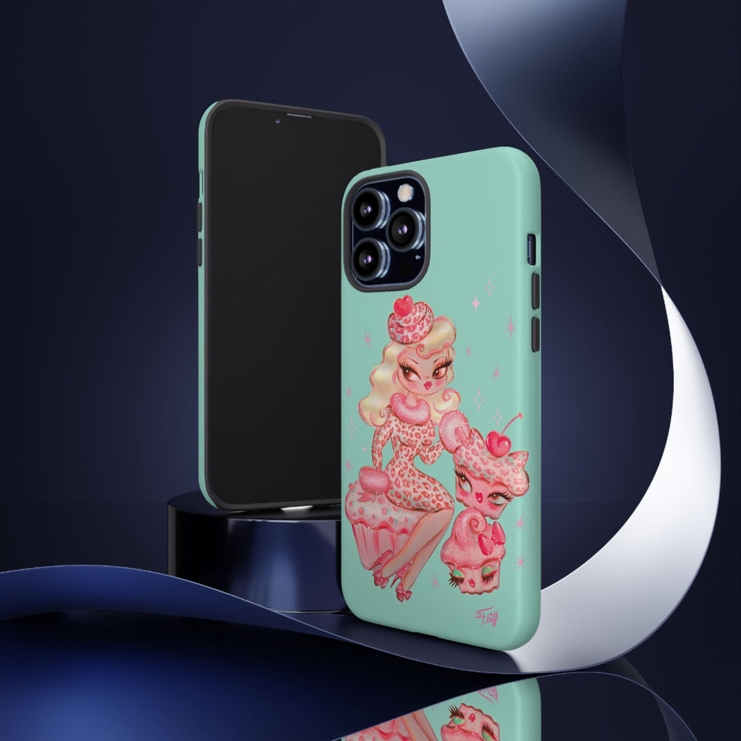 Leopard and Pink Cupcake Girl • Tough Phone Case