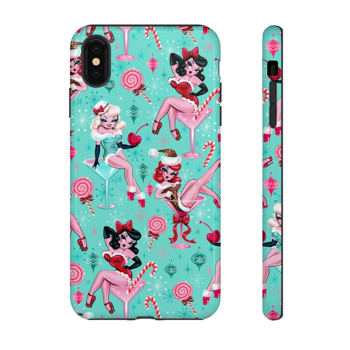 Christmas Candy Martini Pinup Girls • Tough Phone Case