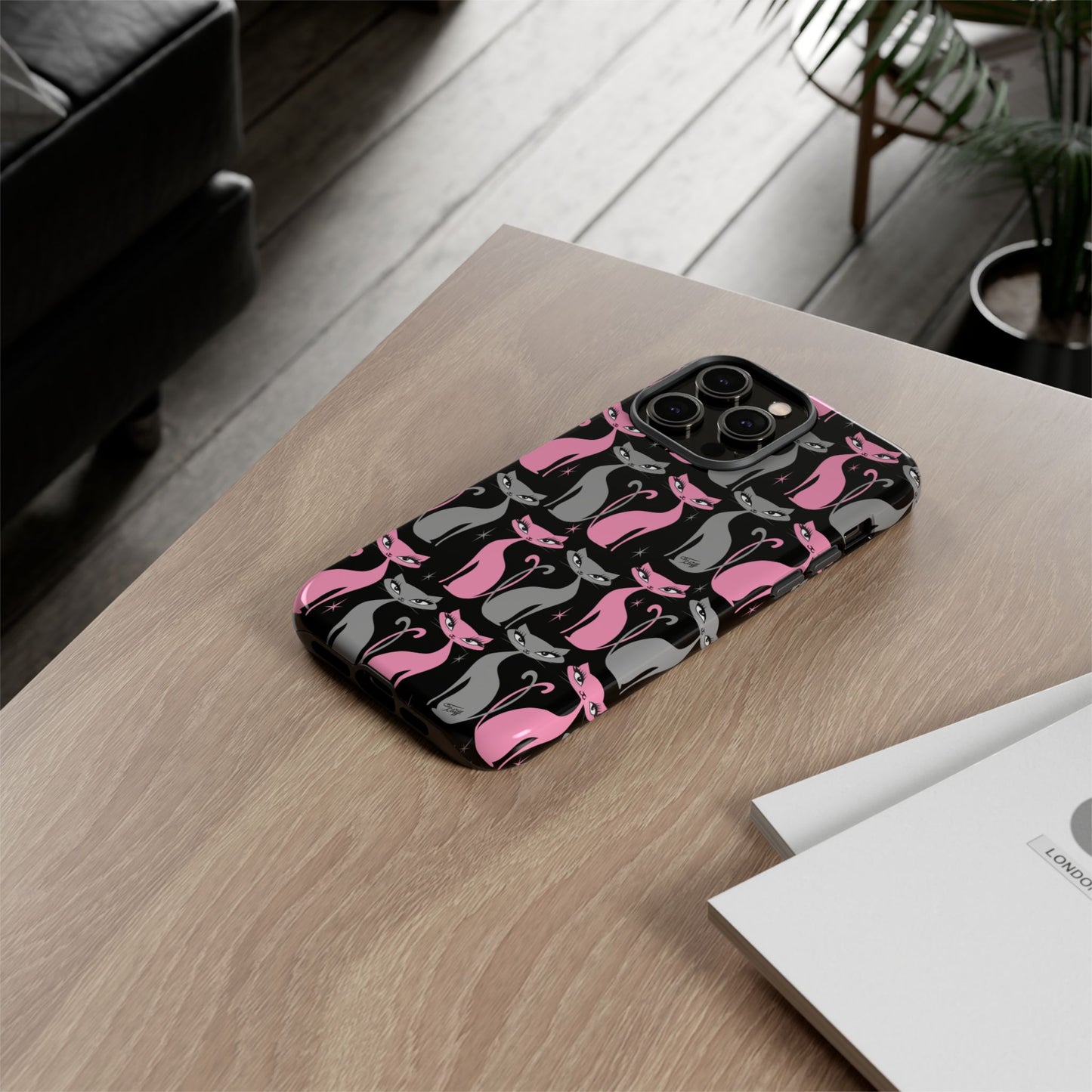 Mod Love Cats on Black • Tough Phone Case