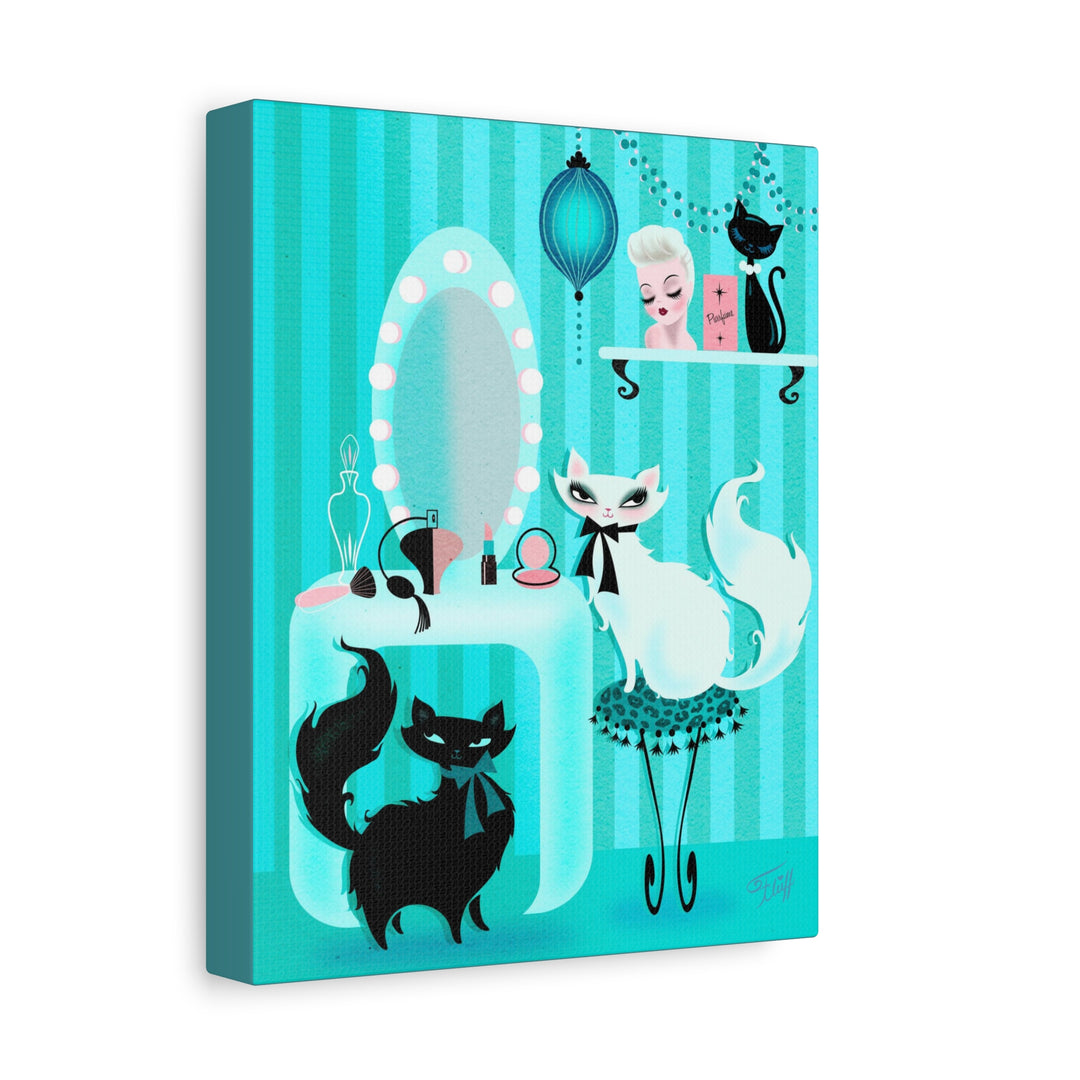 Kitties in the Boudoir Mint • Canvas Gallery Wrap