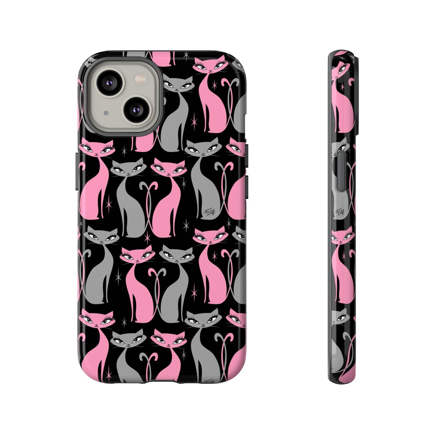 Mod Love Cats on Black • Tough Phone Case