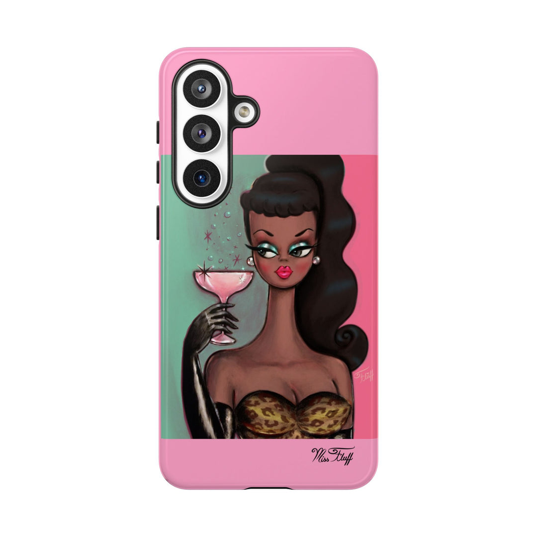 Brunette with Pink Champagne • Tough Phone Case