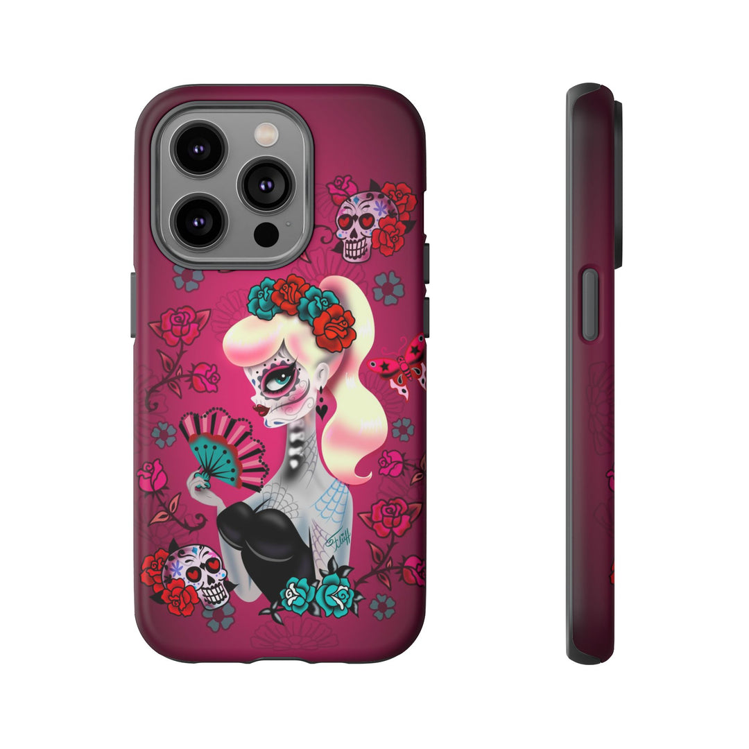 Blonde Sugar Skull Pinup Girl • Tough Phone Case