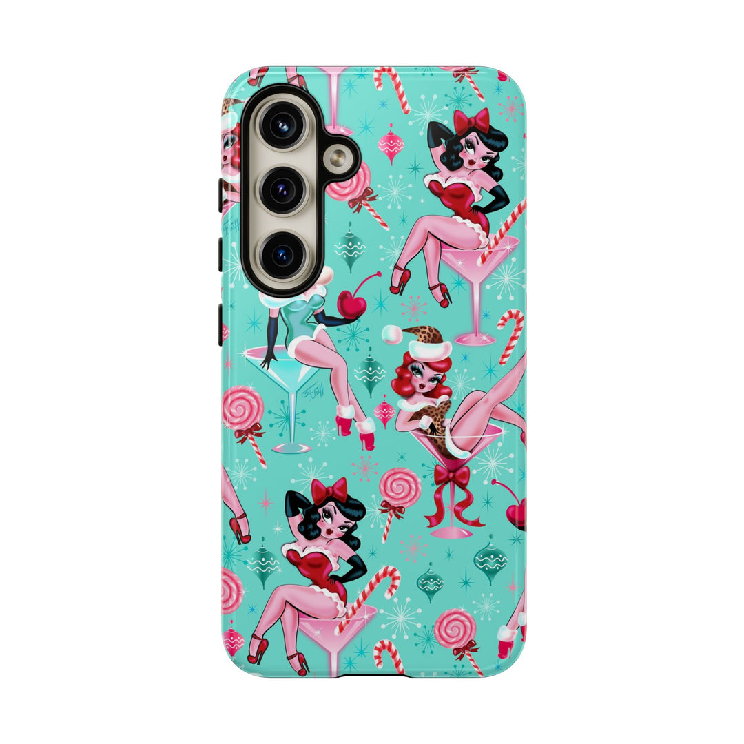 Christmas Candy Martini Pinup Girls • Tough Phone Case
