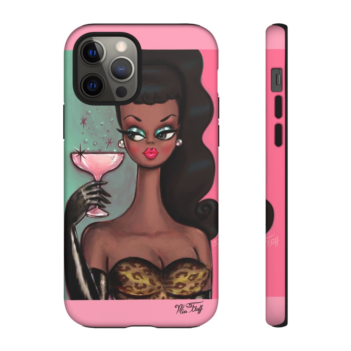 Brunette with Pink Champagne • Tough Phone Case