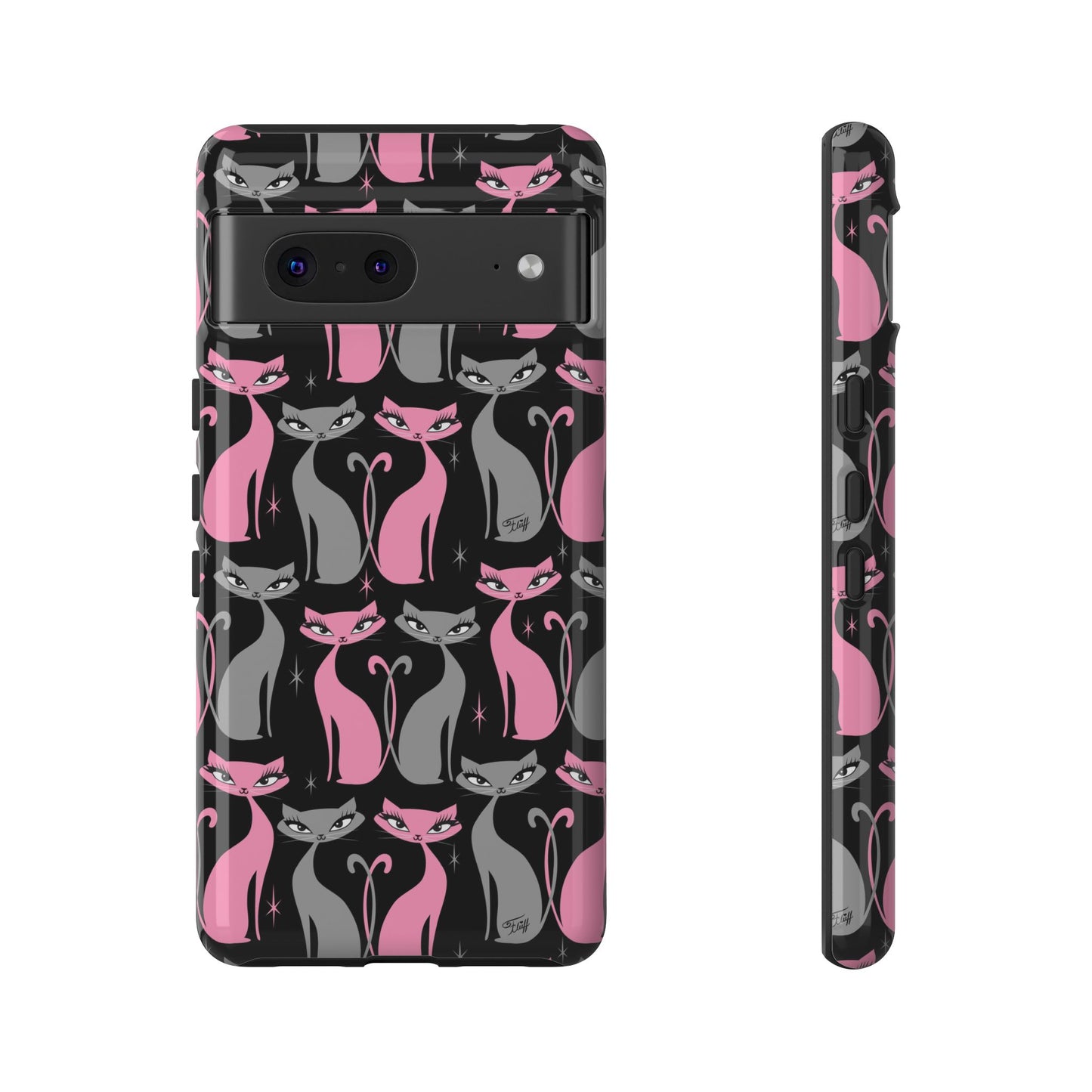 Mod Love Cats on Black • Tough Phone Case