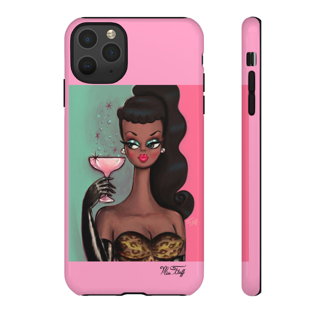 Brunette with Pink Champagne • Tough Phone Case