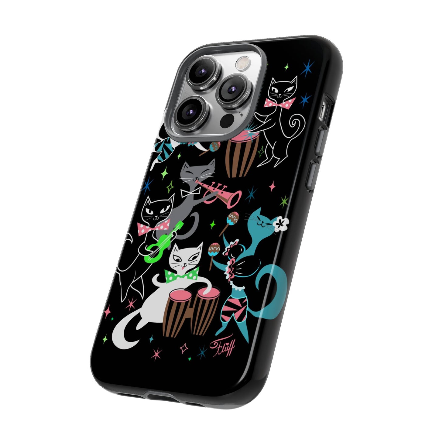 Mambo Kitties Band on Black • Tough Phone Case