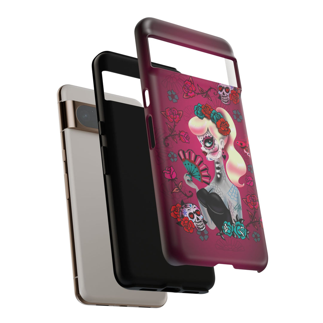 Blonde Sugar Skull Pinup Girl • Tough Phone Case