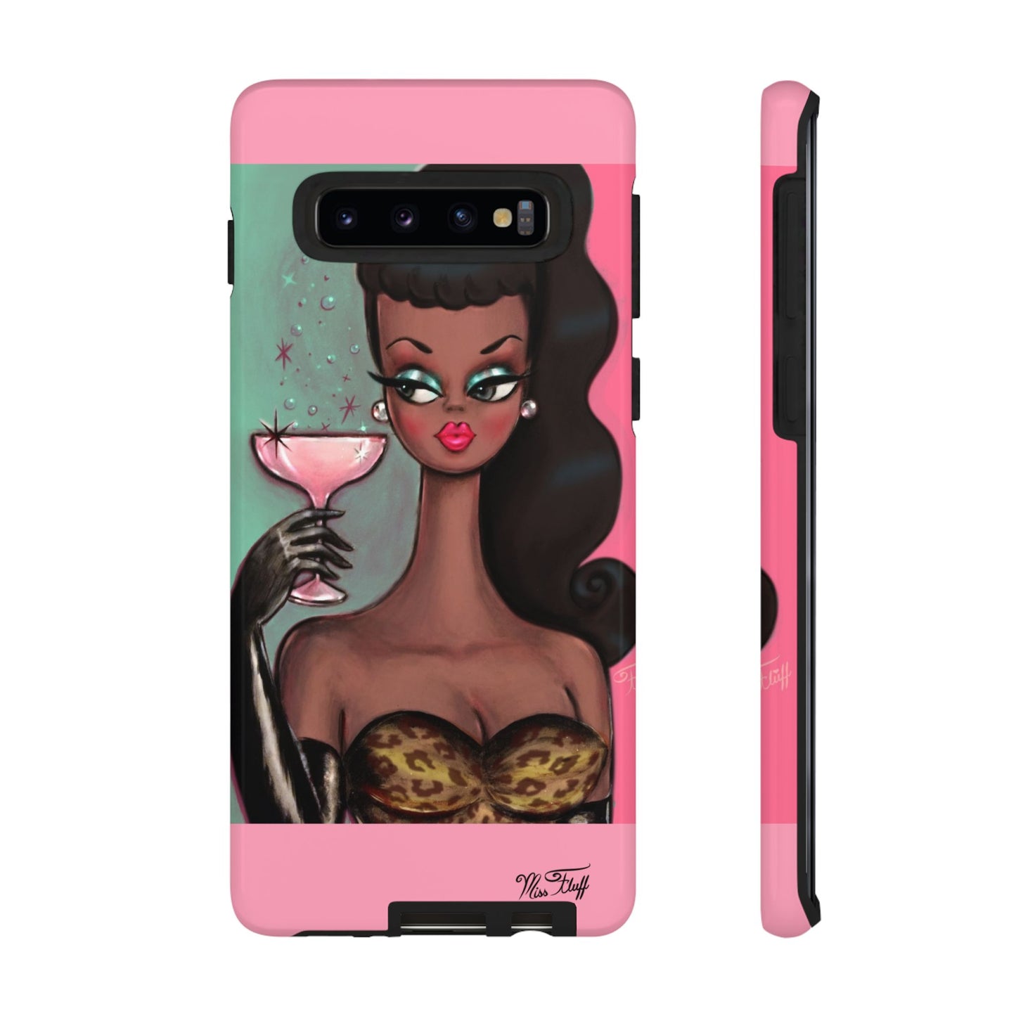 Brunette with Pink Champagne • Tough Phone Case