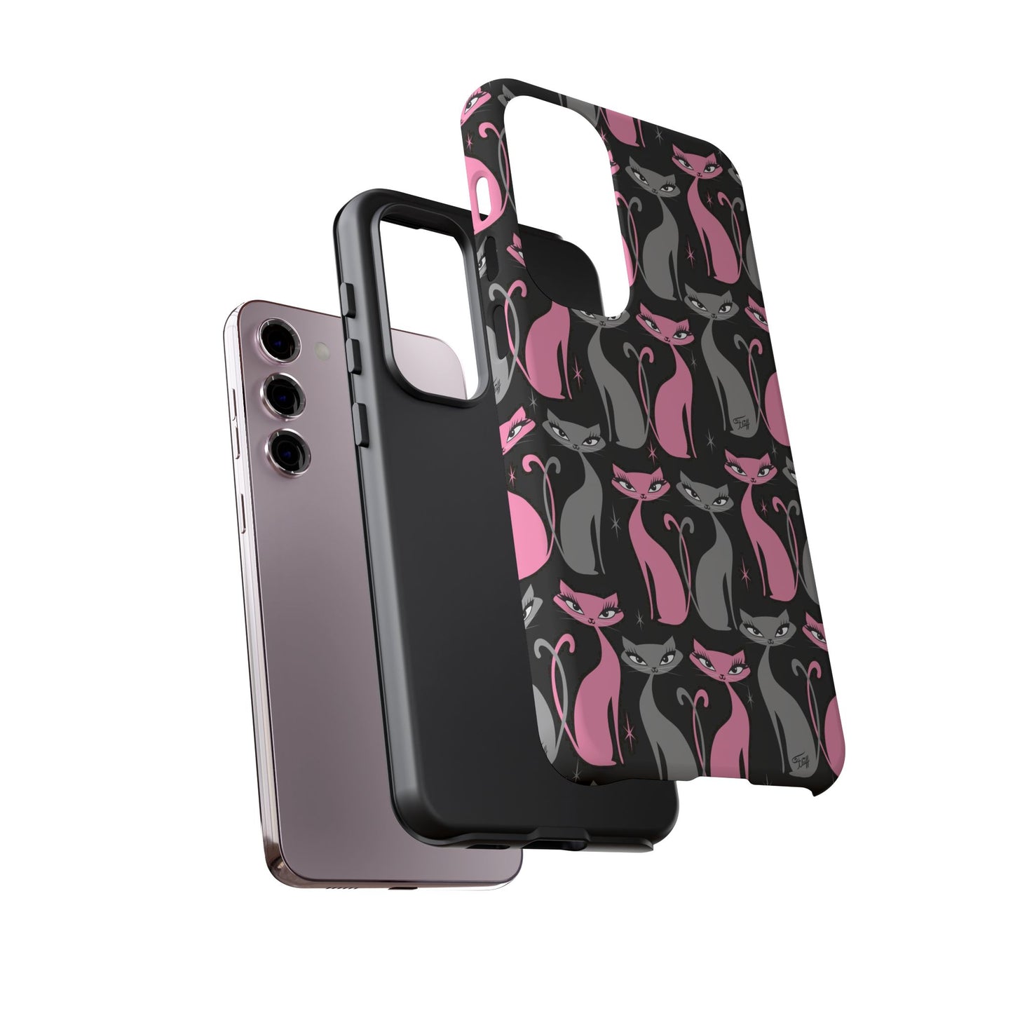 Mod Love Cats on Black • Tough Phone Case