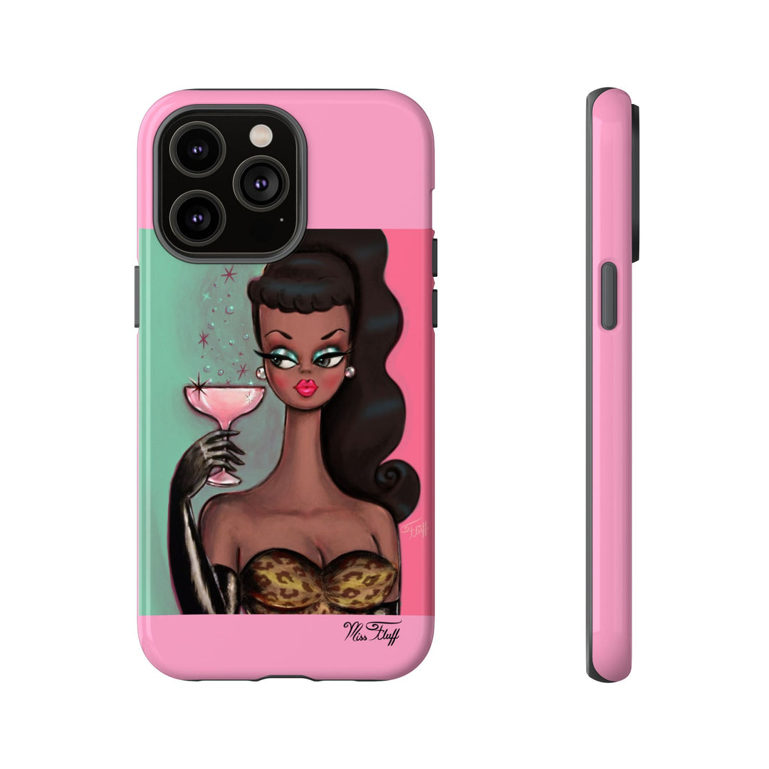 Brunette with Pink Champagne • Tough Phone Case