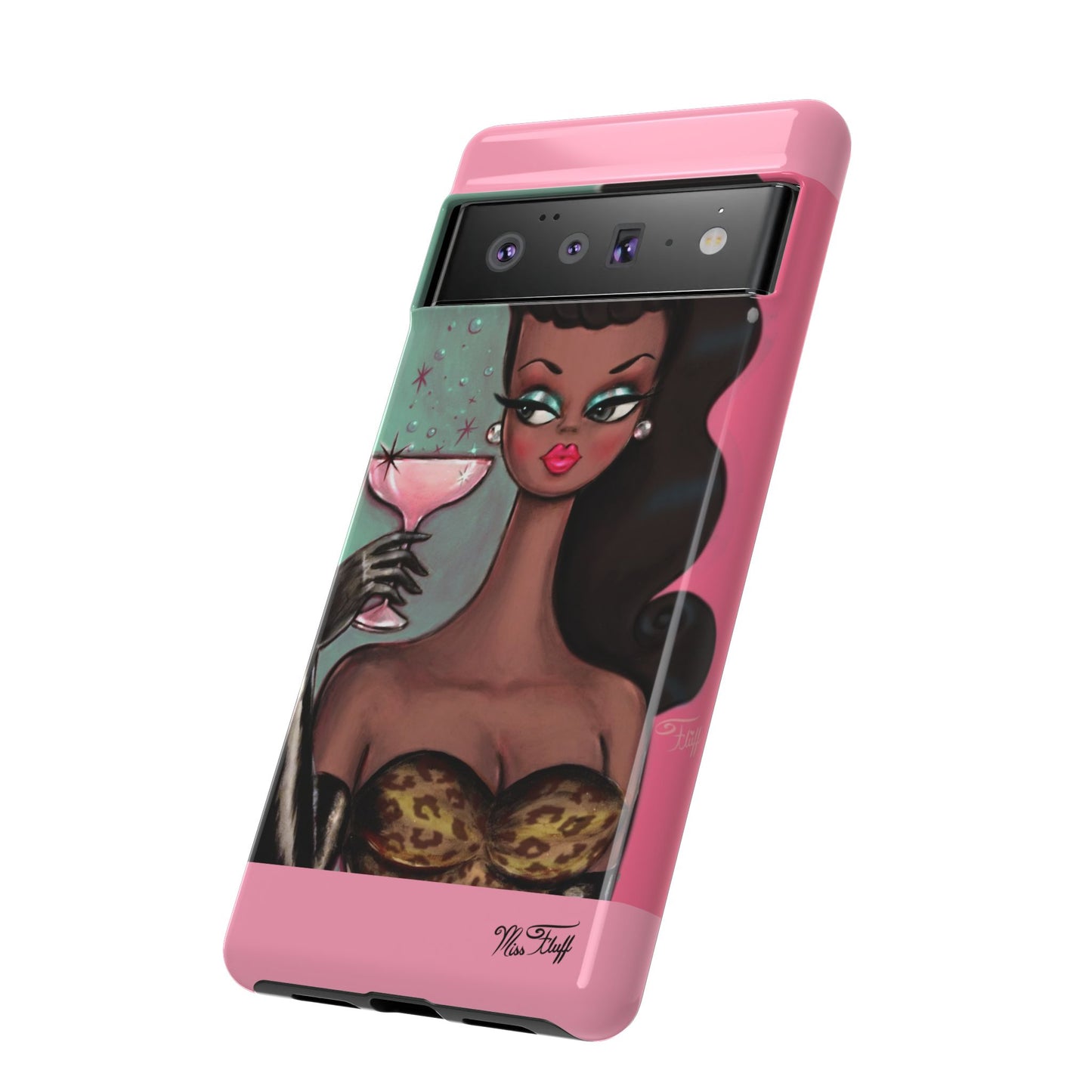 Brunette with Pink Champagne • Tough Phone Case