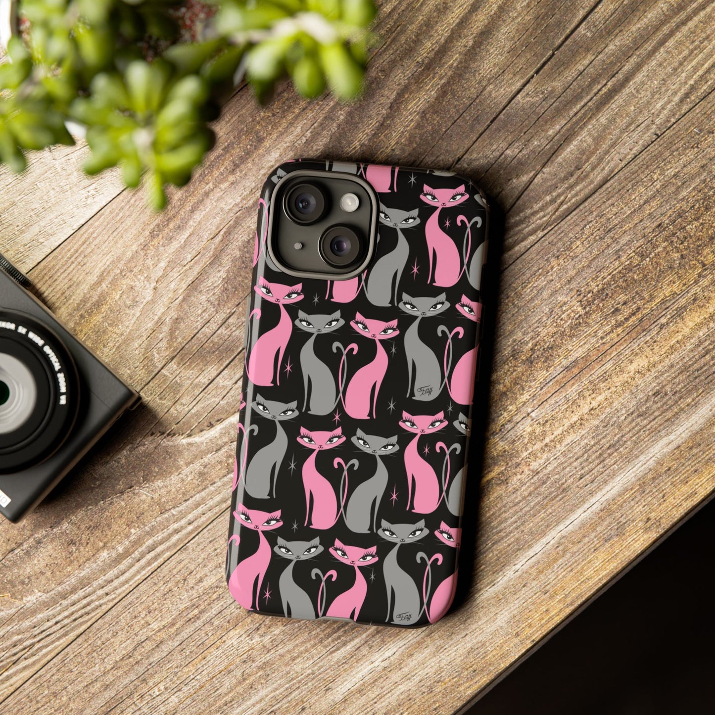 Mod Love Cats on Black • Tough Phone Case