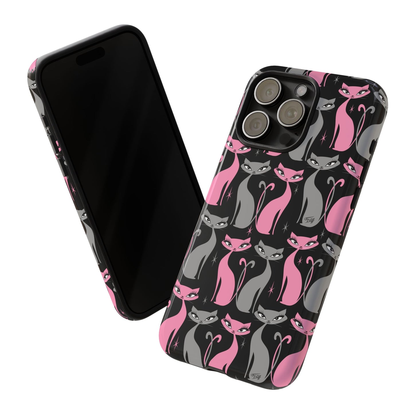 Mod Love Cats on Black • Tough Phone Case