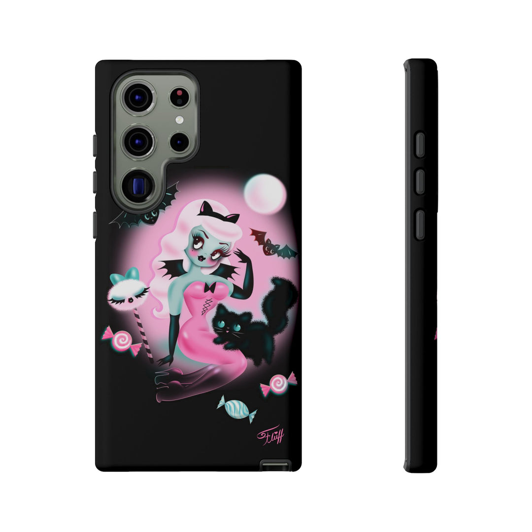 Pastel Candy Vampire with Kitty on Black • Tough Phone Case