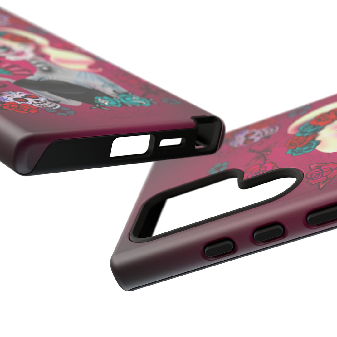 Blonde Sugar Skull Pinup Girl • Tough Phone Case