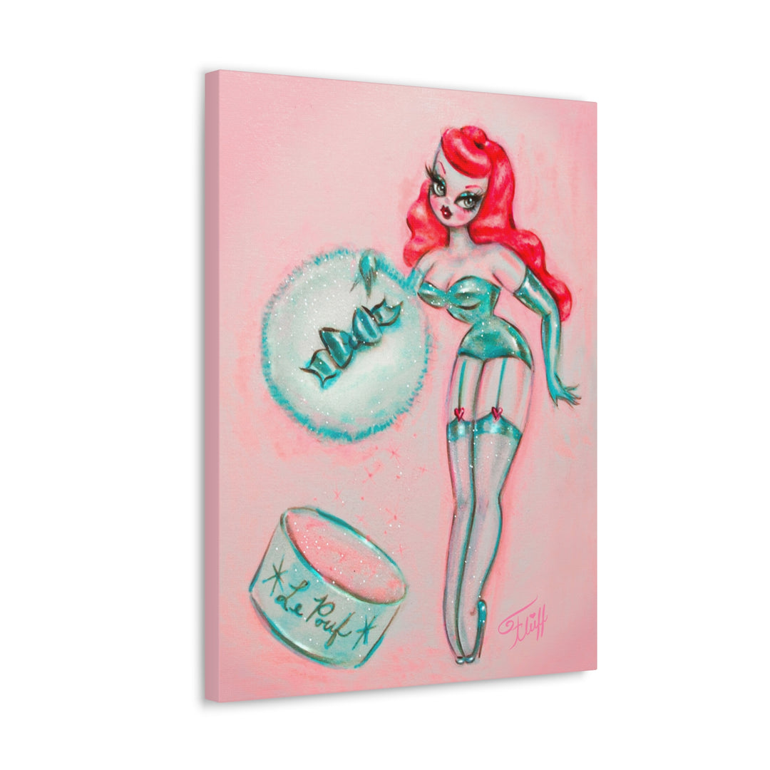 Redhead Mint Powder Puff Girl • Canvas Gallery Wrap