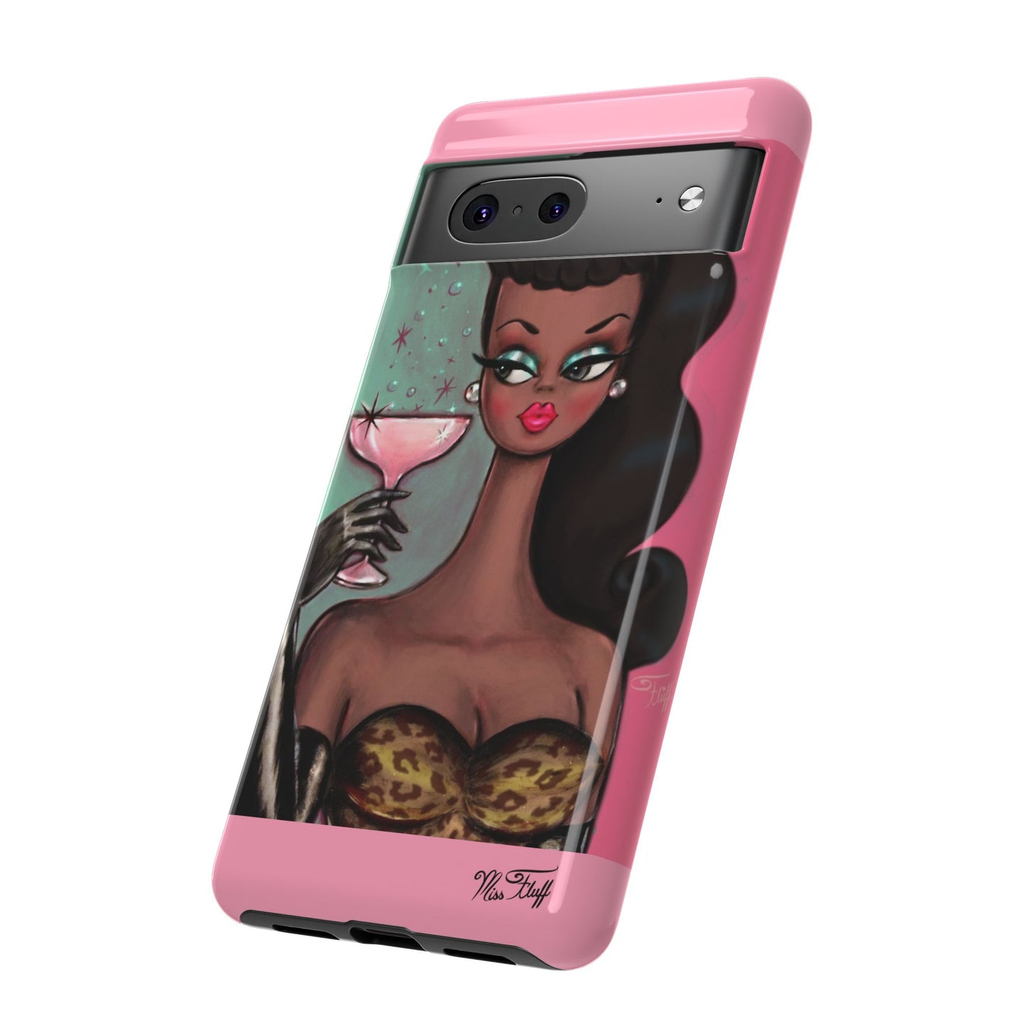 Brunette with Pink Champagne • Tough Phone Case