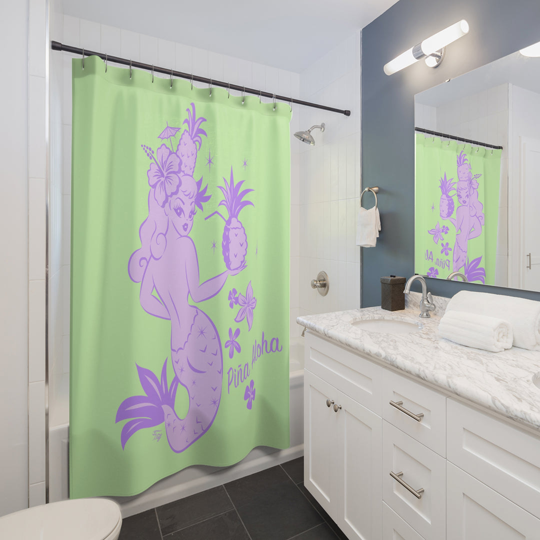 Purple Pineapple Mermaid Grotto • Shower Curtain