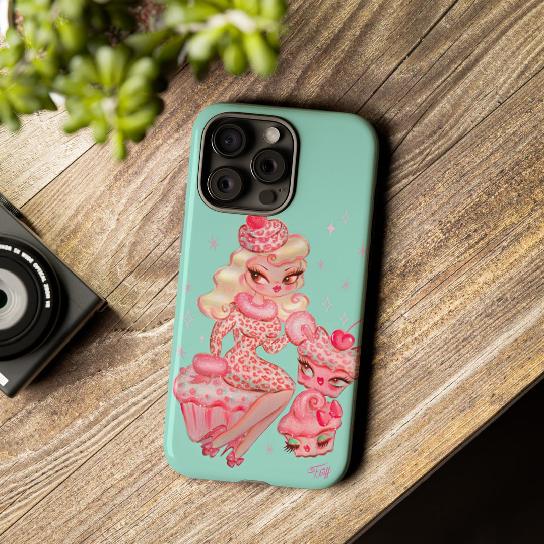 Leopard and Pink Cupcake Girl • Tough Phone Case