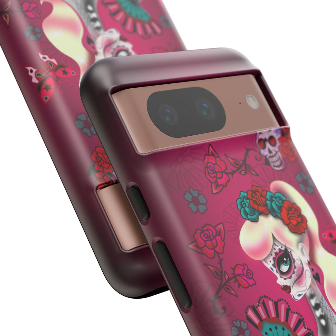 Blonde Sugar Skull Pinup Girl • Tough Phone Case