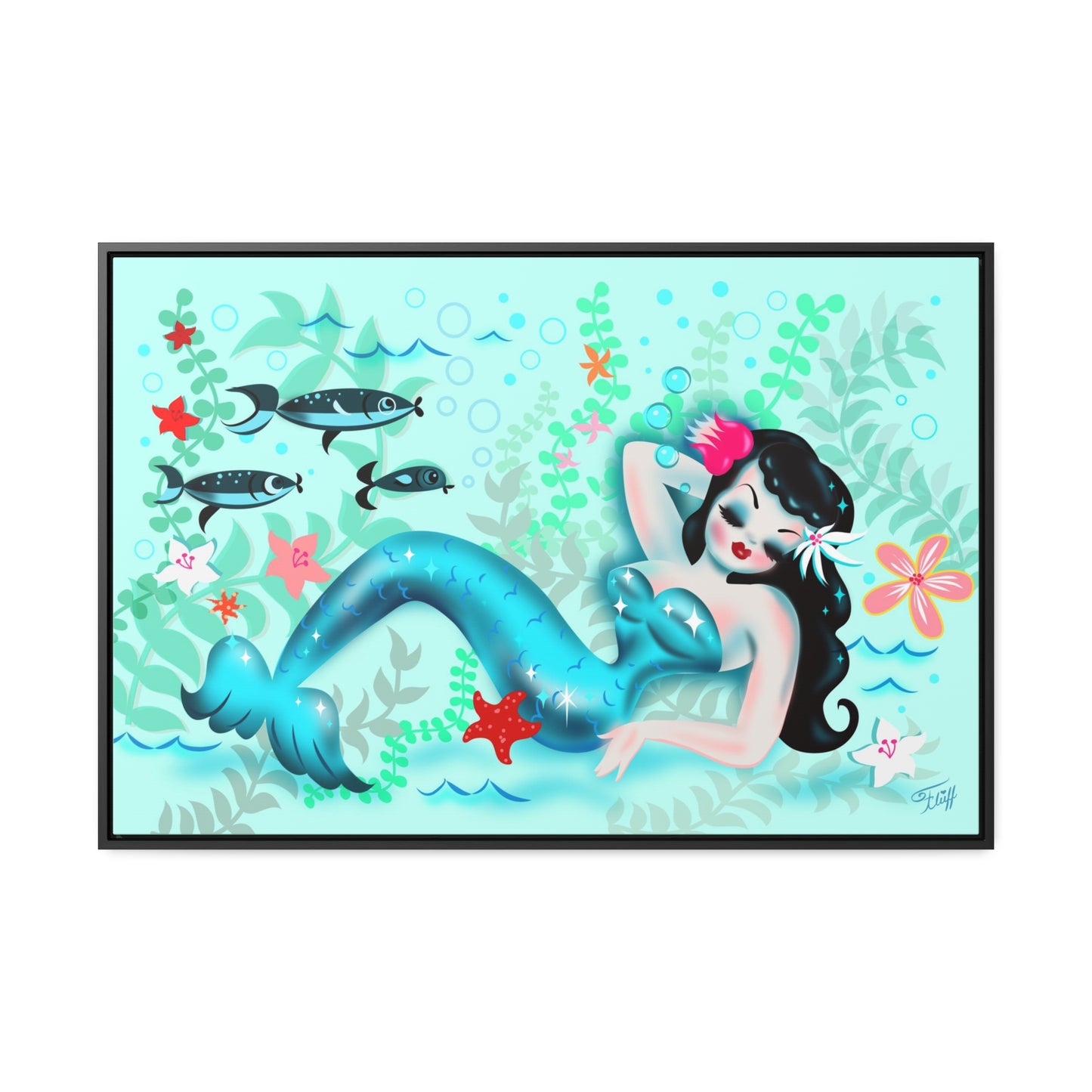 Dozing Mermaid • Framed Canvas Gallery Wrap