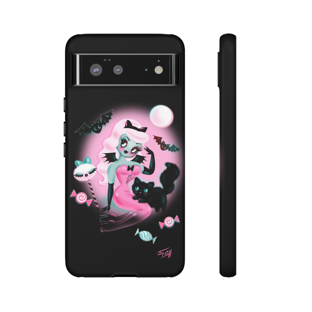 Pastel Candy Vampire with Kitty on Black • Tough Phone Case