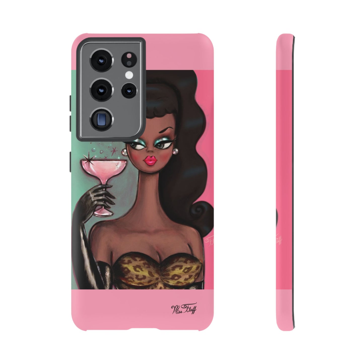 Brunette with Pink Champagne • Tough Phone Case