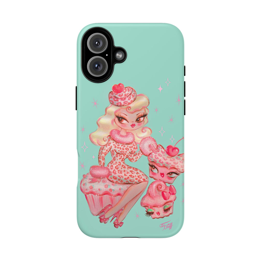 Leopard and Pink Cupcake Girl • Tough Phone Case