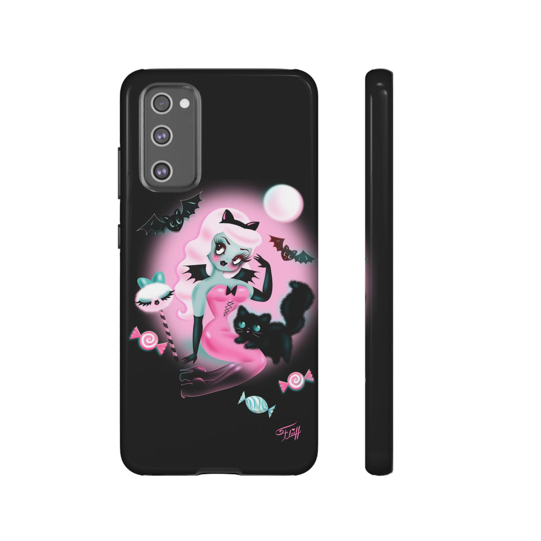 Pastel Candy Vampire with Kitty on Black • Tough Phone Case