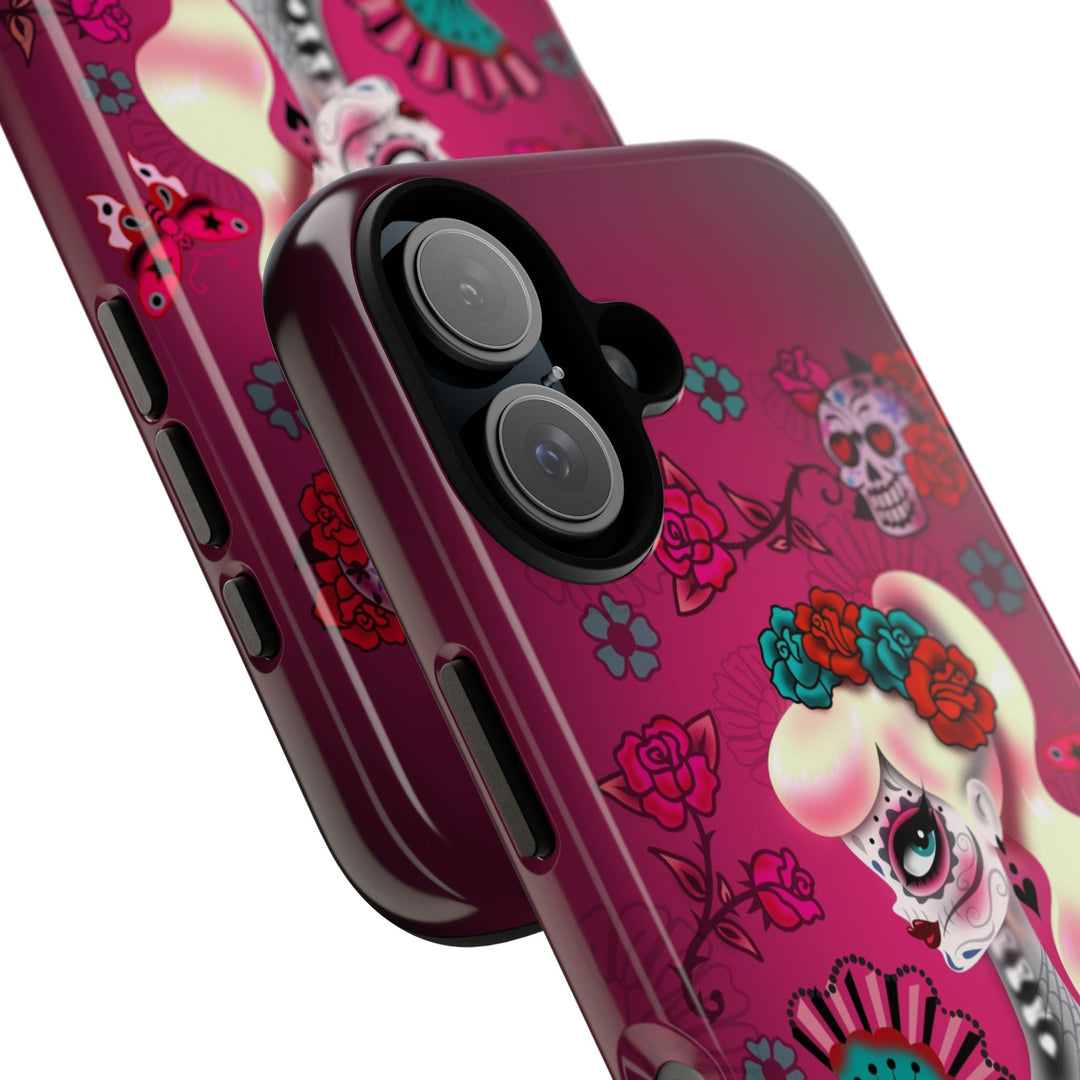 Blonde Sugar Skull Pinup Girl • Tough Phone Case
