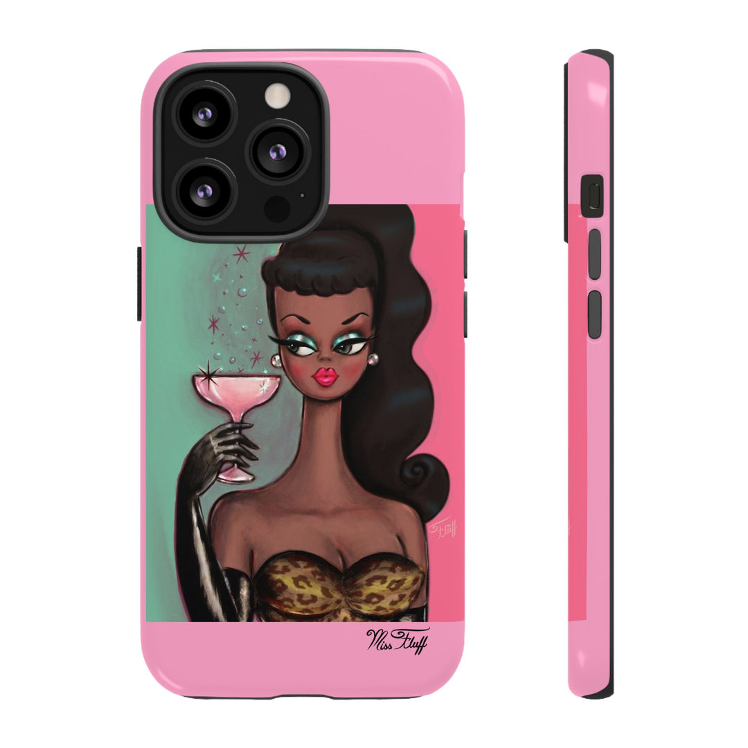Brunette with Pink Champagne • Tough Phone Case