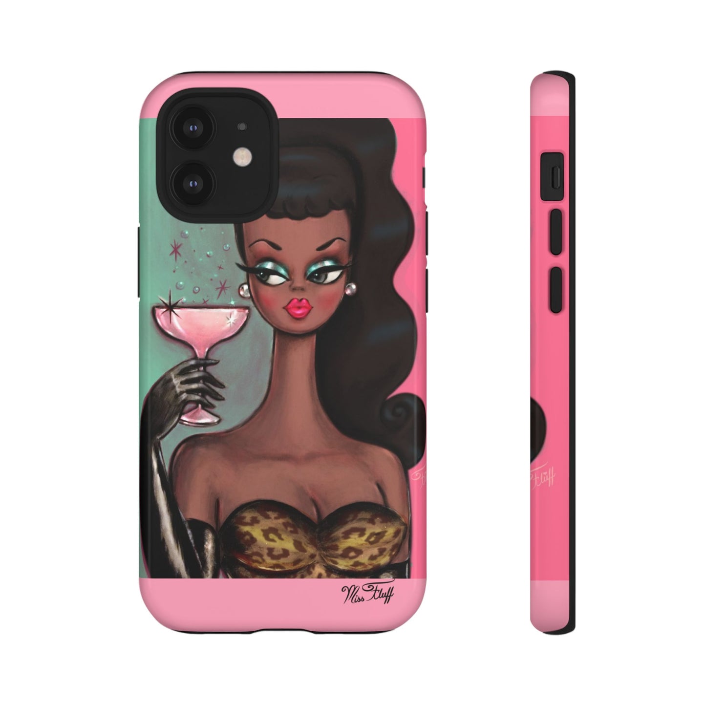 Brunette with Pink Champagne • Tough Phone Case