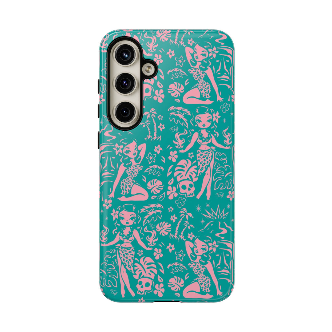 Tiki Temptress - Aqua and Pink • Tough Phone Case
