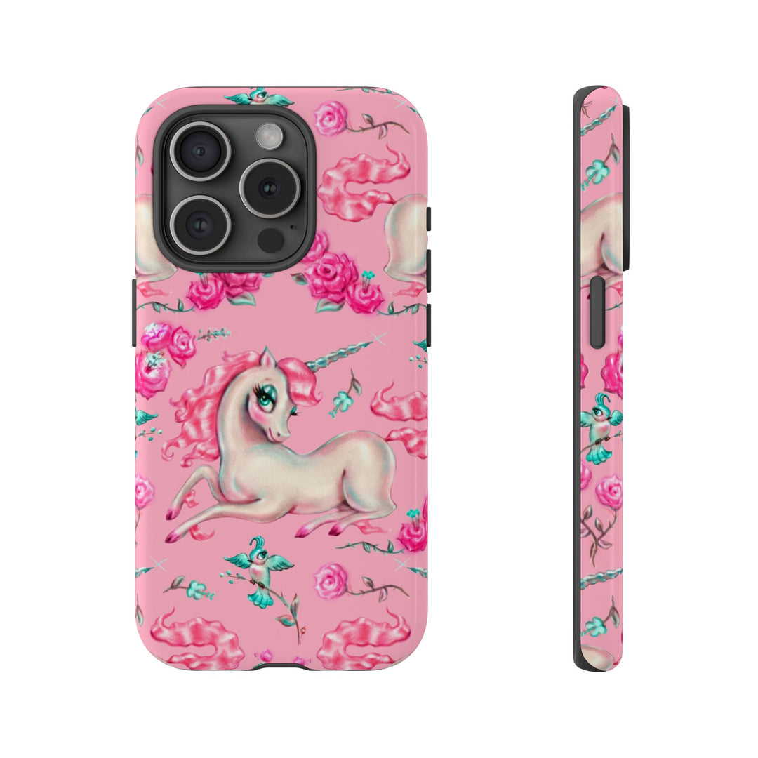 Unicorns and Roses on Pink • Tough Phone Case