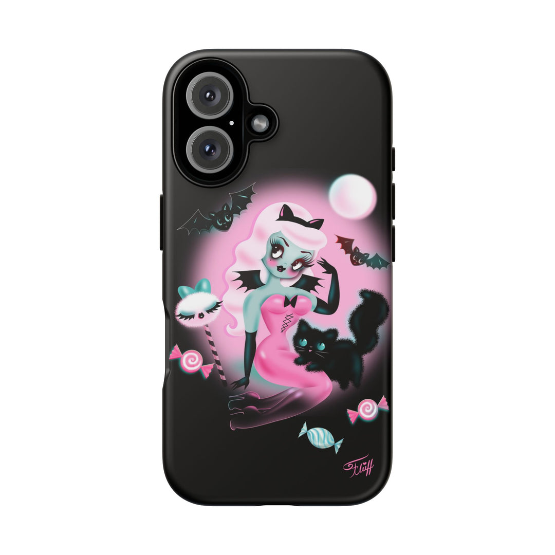 Pastel Candy Vampire with Kitty on Black • Tough Phone Case