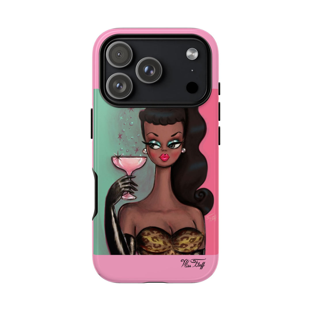 Brunette with Pink Champagne • Tough Phone Case