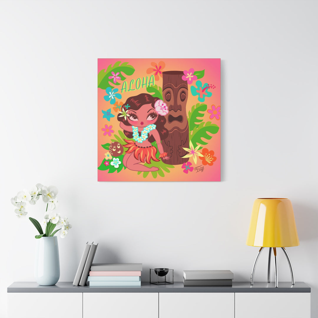 Hula Cutie with Tiki • Canvas Gallery Wrap