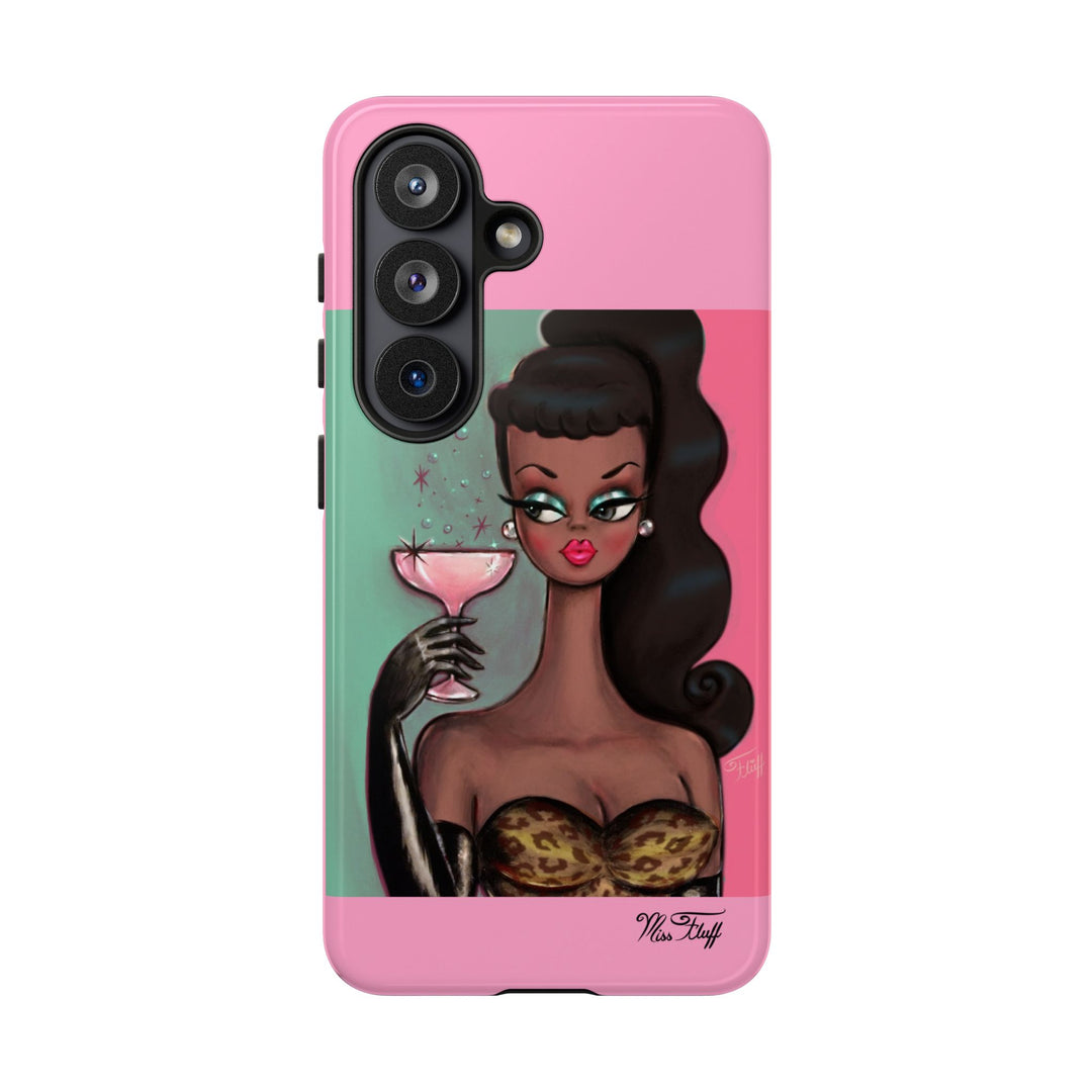 Brunette with Pink Champagne • Tough Phone Case