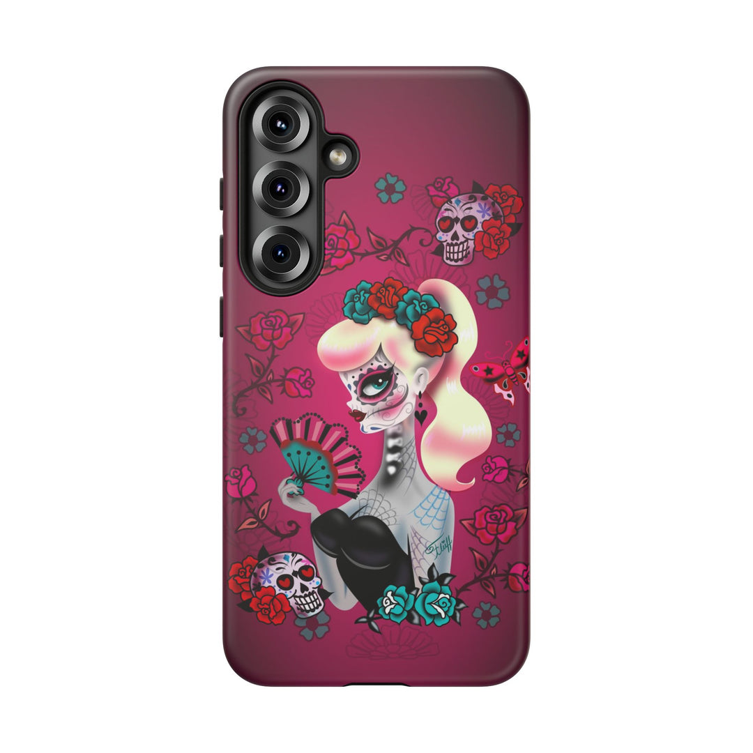 Blonde Sugar Skull Pinup Girl • Tough Phone Case